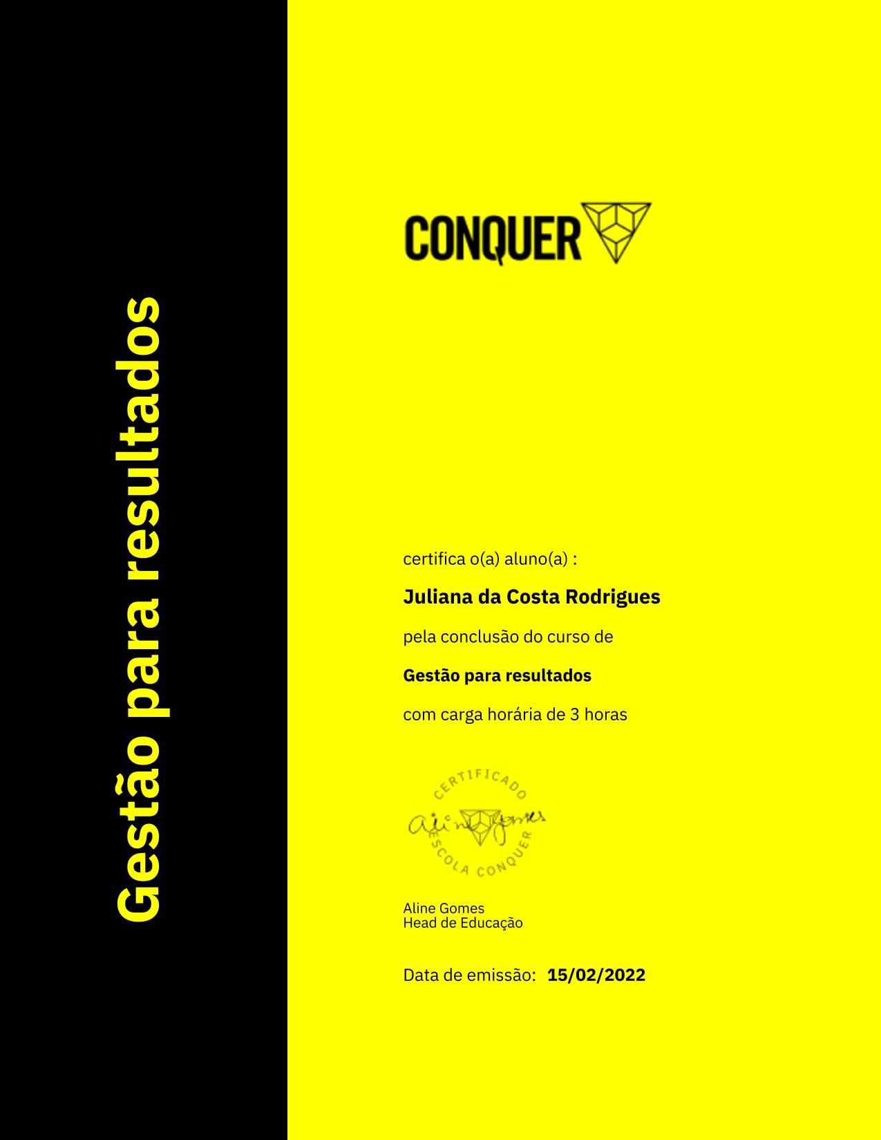 Certificado de Gestão para resultados